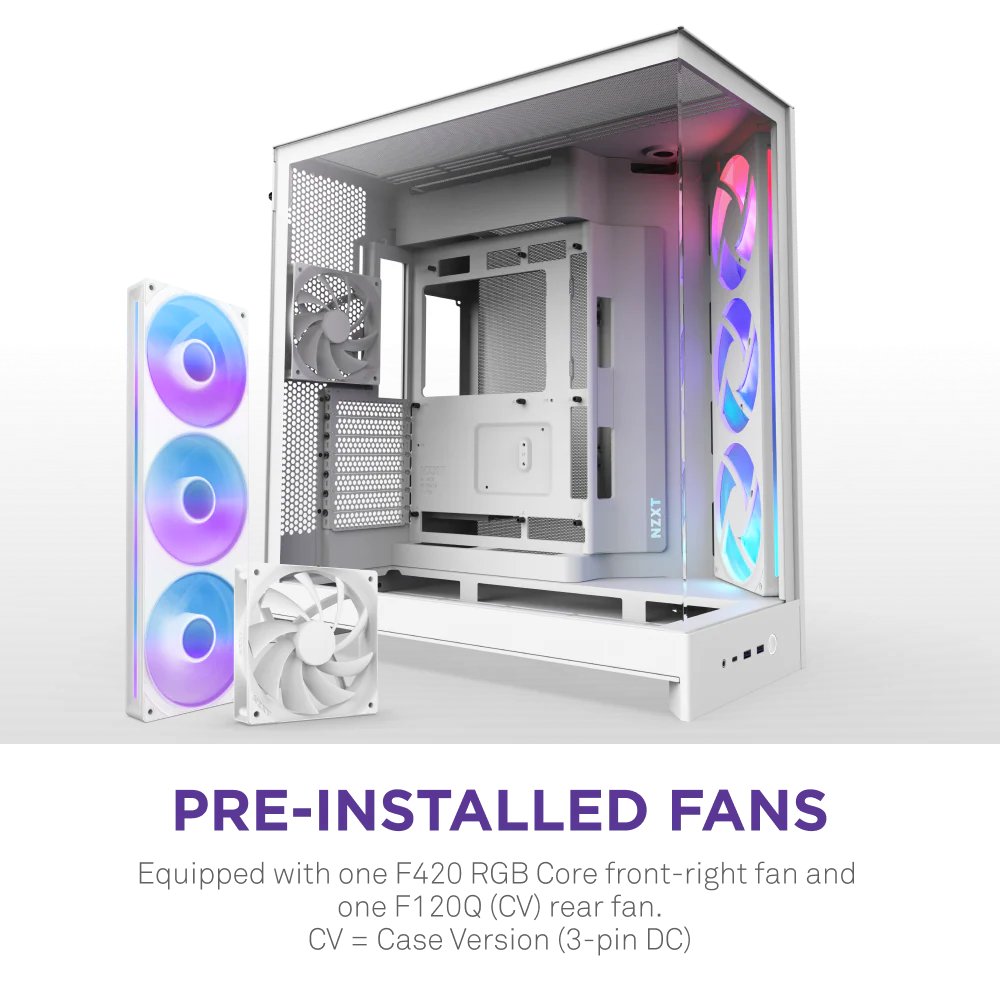 NZXT skříň H9 Flow RGB dvoukomorová ATX / 1x140 RGB mm / 1x 120mm RGB fan  / prosklená / bílá
