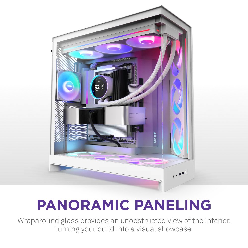 NZXT skříň H9 Flow RGB dvoukomorová ATX / 1x140 RGB mm / 1x 120mm RGB fan  / prosklená / bílá