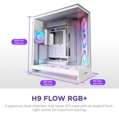 NZXT skříň H9 Flow RGB dvoukomorová ATX / 1x140 RGB mm / 1x 120mm RGB fan  / prosklená / bílá