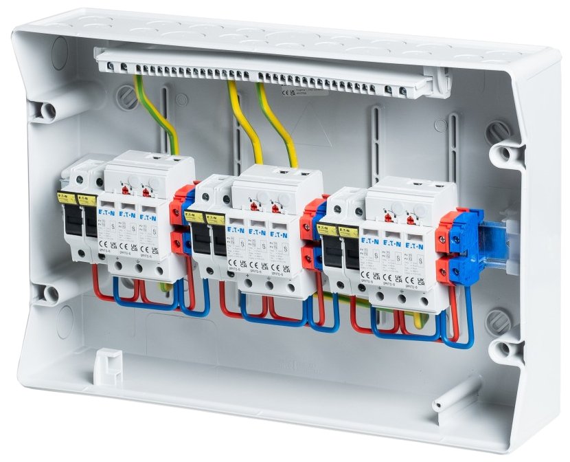 Solarmi DC3 osazený rozvaděč pro fotovoltaiku, 3x svodič, 3x odpojovač, pojistky, 3x15A, 1000V,