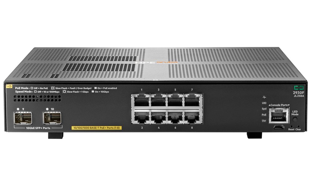 HPE Aruba Networking 2930F 8G PoE+ 2SFP+ Switch