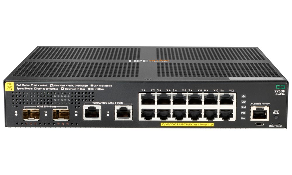 HPE Aruba Networking 2930F 12G PoE+ 2G/2SFP+ Switch