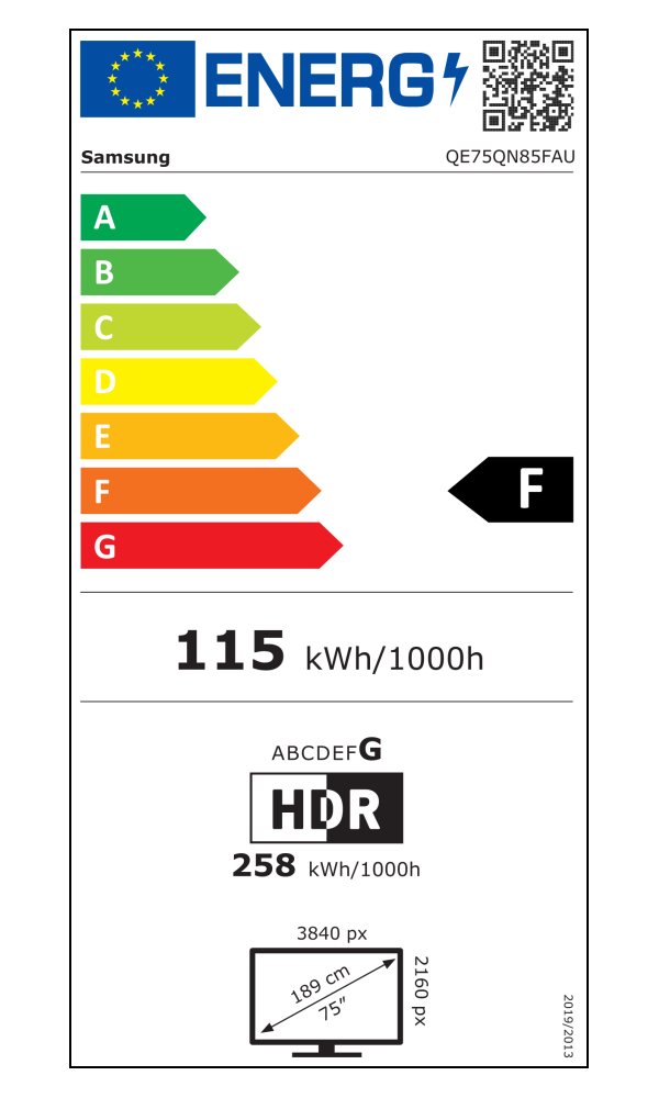 SAMSUNG SMART NEO QLED TV 75"/ QE75QN85F/ 4K Ultra HD 3840x2160/ DVB-T2/S2/C/ H.265/HEVC/ 4xHDMI/ 2xUSB/ Wi-Fi/ LAN/ F