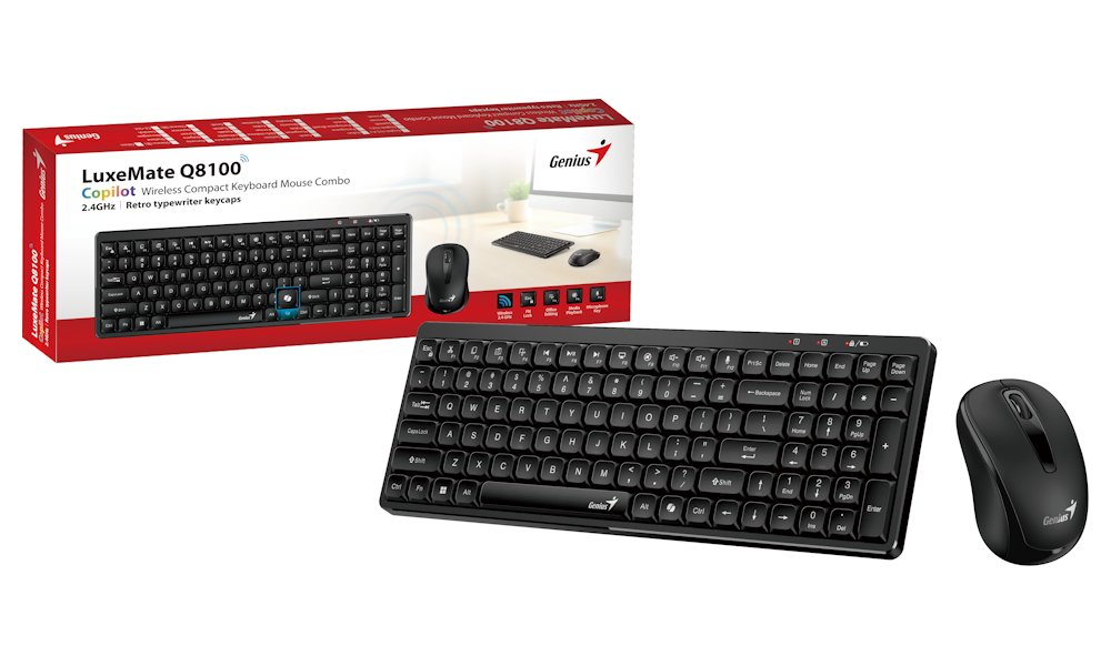GENIUS LuxeMate Q8100/ Bezdrátový set 2,4GHz/ Copilot/ USB/ černá/ CZ+SK layout