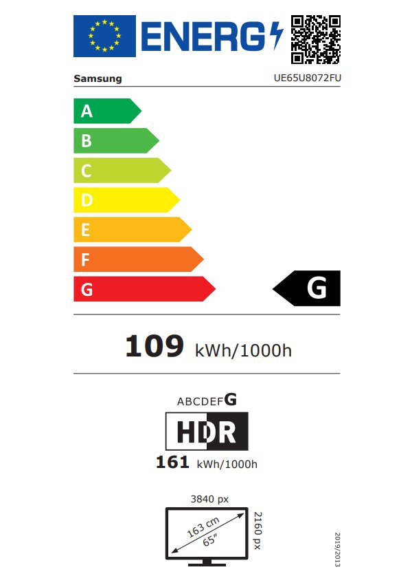 SAMSUNG SMART LED TV 65"/ UE65U8072/ 4K Ultra HD 3840x2160/ DVB-T2/S2/C/ H.265/HEVC/ 3xHDMI/ 1xUSB/ Wi-Fi/ LAN/ G
