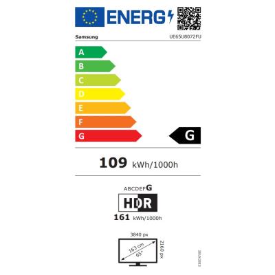 SAMSUNG SMART LED TV 65"/ UE65U8072/ 4K Ultra HD 3840x2160/ DVB-T2/S2/C/ H.265/HEVC/ 3xHDMI/ 1xUSB/ Wi-Fi/ LAN/ G