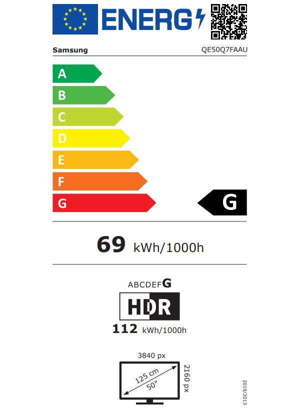 SAMSUNG SMART QLED TV 50"/ QE50Q7F/ 4K Ultra HD 3840x2160/ DVB-T2/S2/C/ H.265/HEVC/ 3xHDMI/ 1xUSB/ Wi-Fi/ LAN/ G
