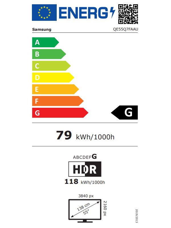 SAMSUNG SMART QLED TV 55"/ QE55Q7F/ 4K Ultra HD 3840x2160/ DVB-T2/S2/C/ H.265/HEVC/ 3xHDMI/ 1xUSB/ Wi-Fi/ LAN/ G