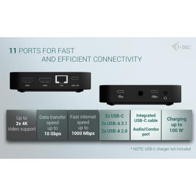 i-tec dokovací stanice USB-C Dual HDMI Docking Station, Power Delivery 100W