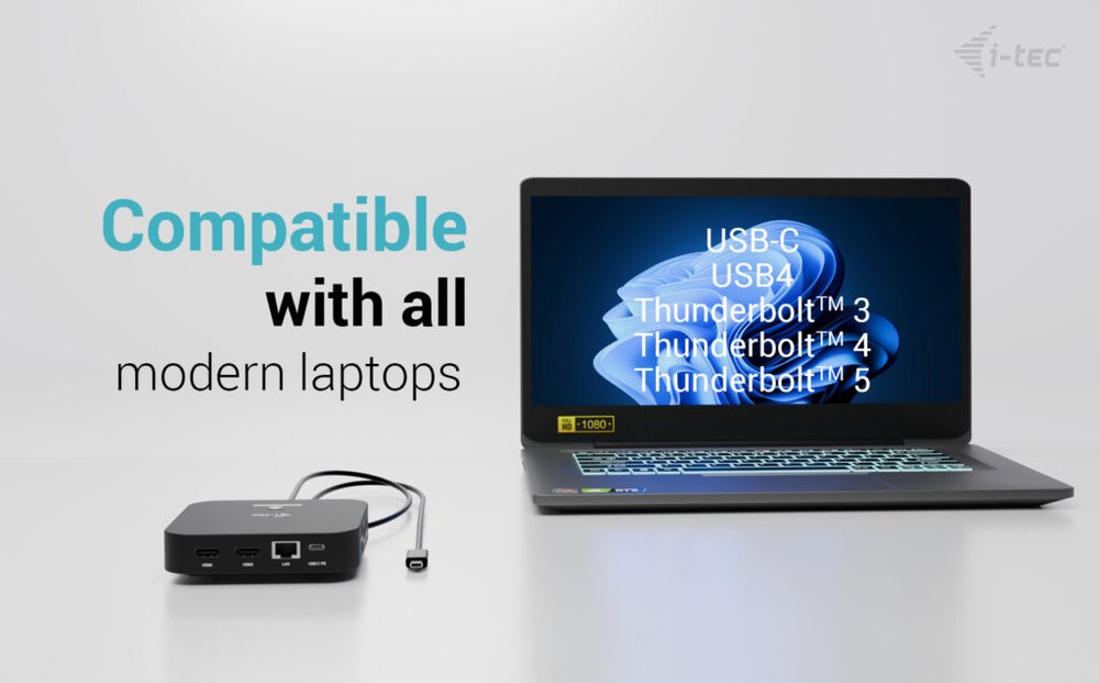 i-tec dokovací stanice USB-C Dual HDMI Docking Station with Power Delivery 100W + univerzální nabíječka 100W