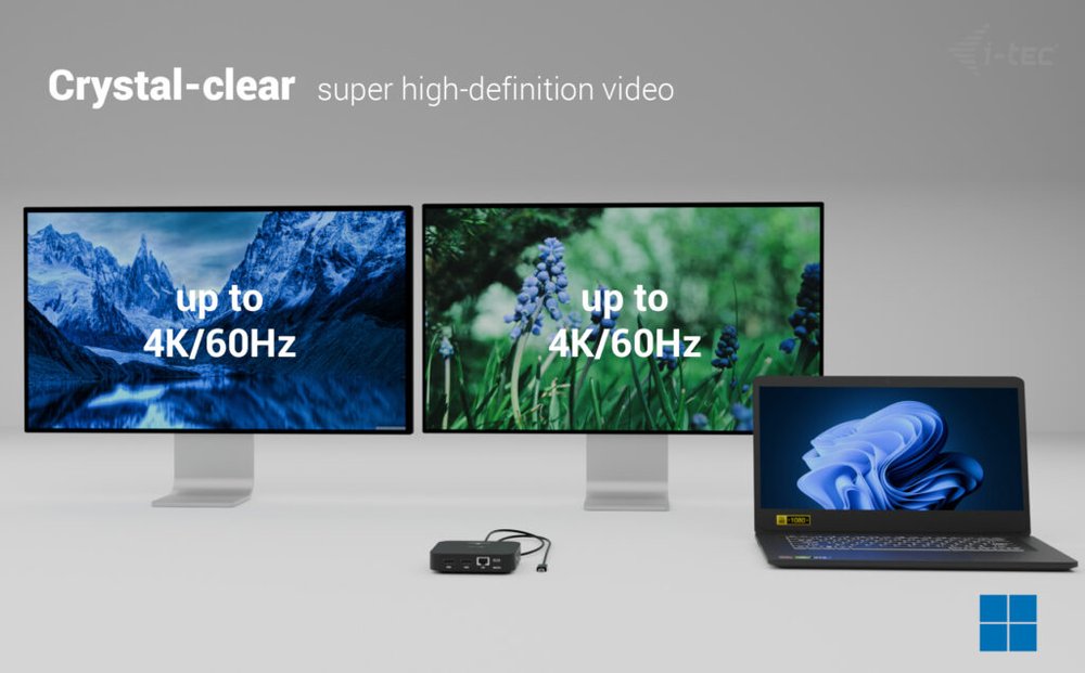 i-tec dokovací stanice USB-C Dual HDMI Docking Station with Power Delivery 100W + univerzální nabíječka 100W