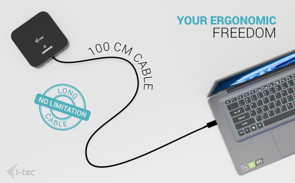 i-tec dokovací stanice USB-C Dual HDMI Docking Station with Power Delivery 100W + univerzální nabíječka 100W