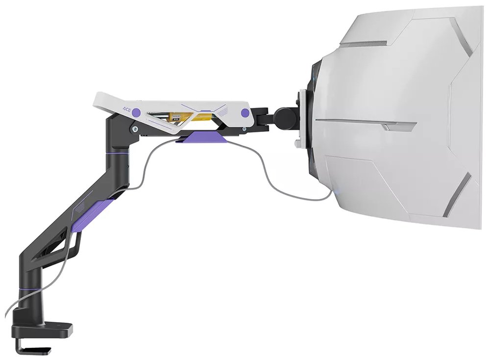 Neomounts DS70-256BL1 ACE Gaming Desk Mount, single display up to 57"  (Topfix clamp/grommet)