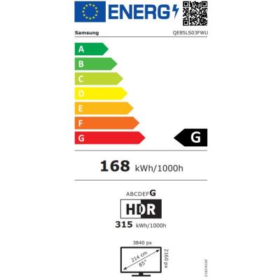 SAMSUNG SMART NEO QLED TV 85"/ The Frame QE85LS03FW/ 4K Ultra HD/ DVB-T2/S2/C/ H.265/HEVC/ 5xHDMI/ 2xUSB/ Wi-Fi/ LAN/ G