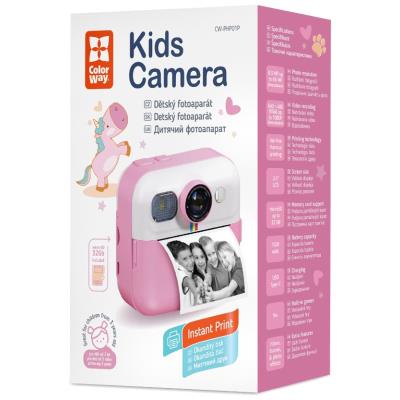 COLORWAY dětský fotoaparát a kamera s tiskárnou CW-PHP01P/ 2,4" IPS/ 1500mAh/ USB-C/ Android/ iOS/ růžová