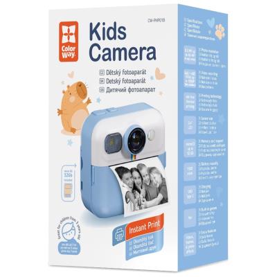 COLORWAY dětský fotoaparát a kamera s tiskárnou CW-PHP01B/ 2,4" IPS/ 1500mAh/ USB-C/ Android/ iOS/ modrá