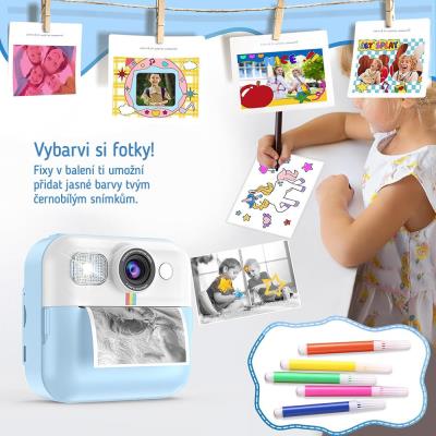 COLORWAY dětský fotoaparát a kamera s tiskárnou CW-PHP01B/ 2,4" IPS/ 1500mAh/ USB-C/ Android/ iOS/ modrá