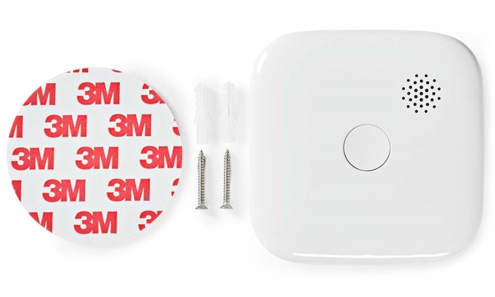 NEDIS Wi-Fi chytrý detektor kouře/ napájení z baterie/ hlasitost 85 dB/ výdrž snímače 10 let/ Android & iOS/ bílý