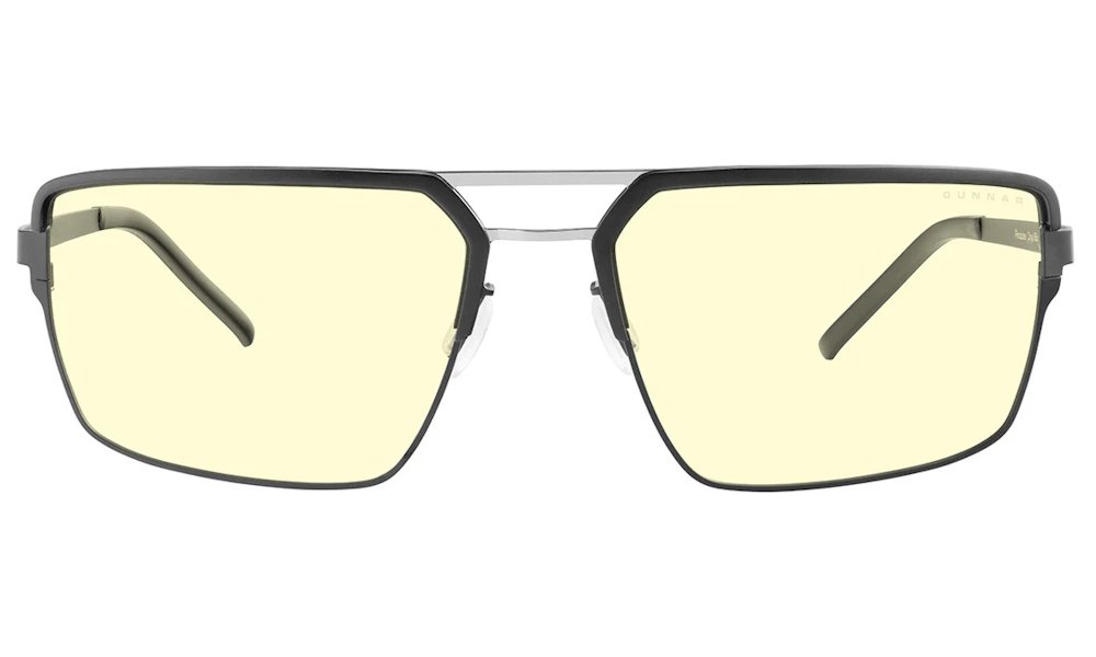 GUNNAR kancelářske/herní brýle  PINNACLES ONYX-SILVER jantarová skla BLF 65 GUNNAR focus