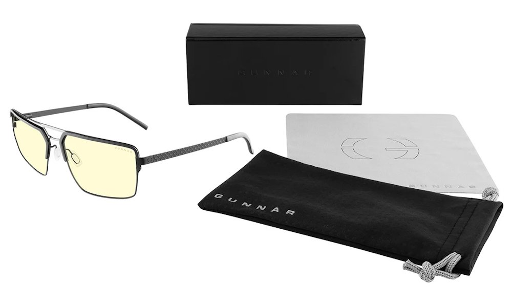 GUNNAR kancelářske/herní brýle  PINNACLES ONYX-SILVER jantarová skla BLF 65 GUNNAR focus