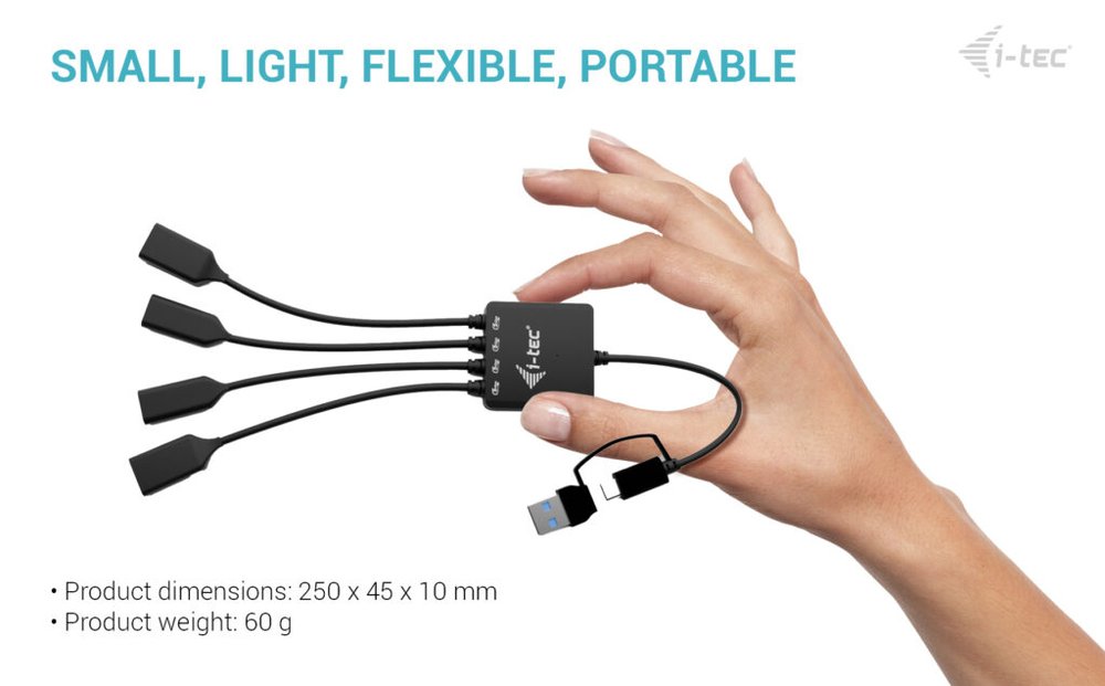 i-tec USB-C/USB-A kabel HUB 4 port (2x USB-C, 2x USB-A)