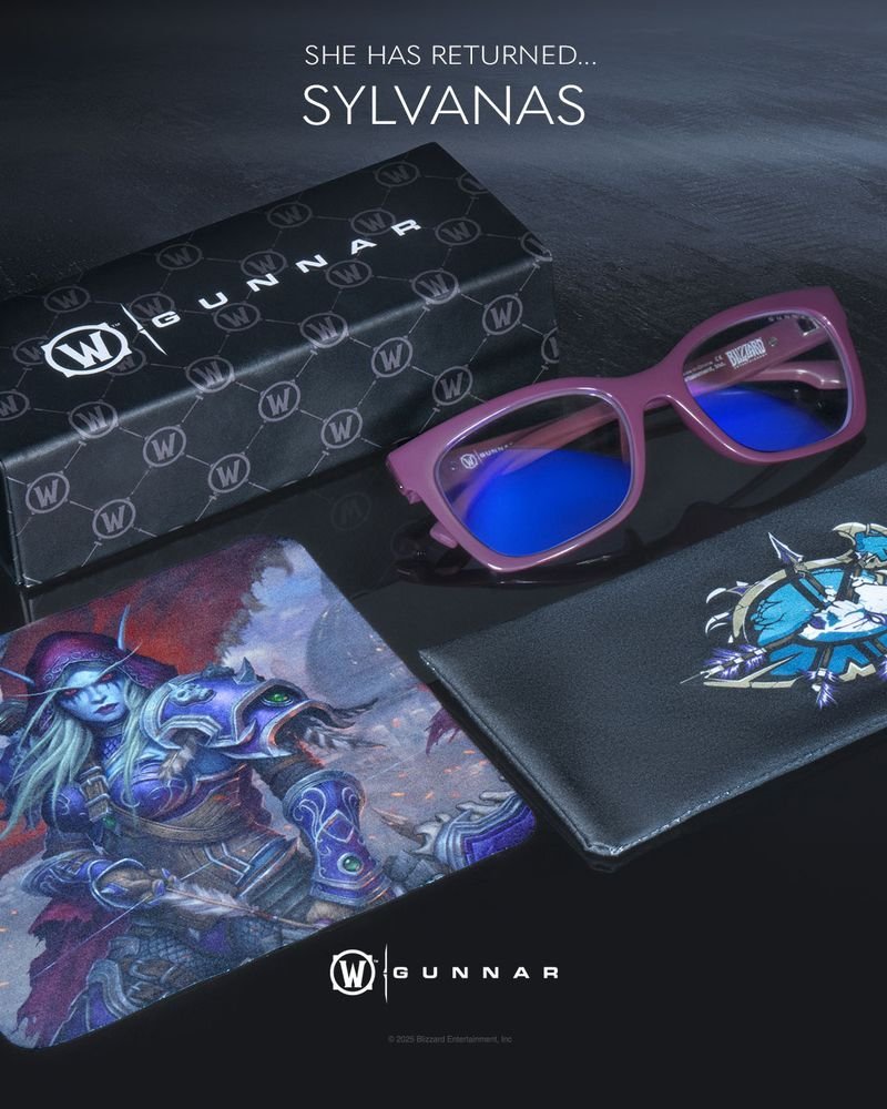 GUNNAR kancelářske/herní brýle  WORLD OF WARCRAFT, SYLVANAS - BLIZZARD FORSAKEN RED jantarová skla BLF 65 GUNNAR focus