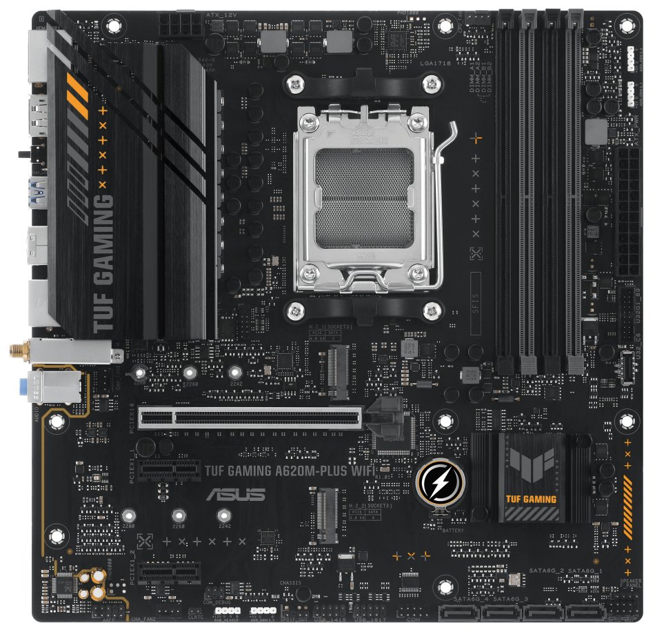 ASUS TUF GAMING A620M-PLUS WIFI / A620 / AM5 / 4x DDR5 / M.2 / HDMI / 2x DP / WiFi / mATX