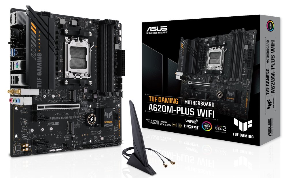 ASUS TUF GAMING A620M-PLUS WIFI / A620 / AM5 / 4x DDR5 / M.2 / HDMI / 2x DP / WiFi / mATX