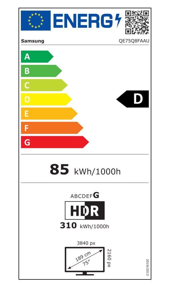 SAMSUNG SMART QLED TV 75"/ QE75Q8F/ 4K Ultra HD 3840x2160/ DVB-T2/S2/C/ H.265/HEVC/ 3xHDMI/ 2xUSB/ Wi-Fi/ LAN/ D