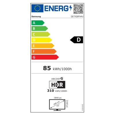 SAMSUNG SMART QLED TV 75"/ QE75Q8F/ 4K Ultra HD 3840x2160/ DVB-T2/S2/C/ H.265/HEVC/ 3xHDMI/ 2xUSB/ Wi-Fi/ LAN/ D