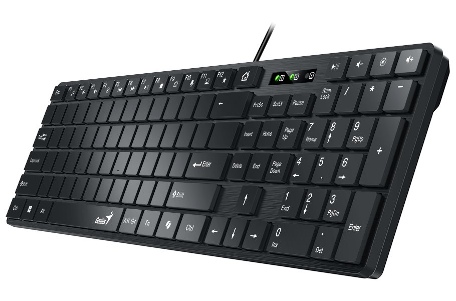 GENIUS Slimstar K500 Education/ pro výuku psaní na stroji/ Drátová/ Copilot/ USB/ černá/ layout bez písmen