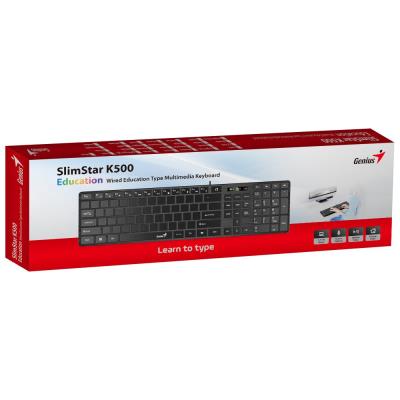 GENIUS Slimstar K500 Education/ pro výuku psaní na stroji/ Drátová/ Copilot/ USB/ černá/ layout bez písmen