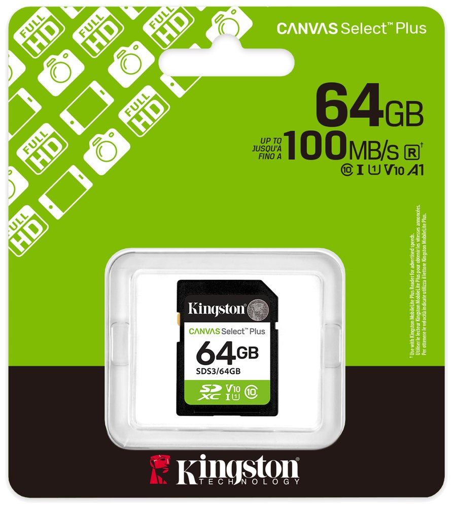 KINGSTON Canvas Select Plus Gen3 64GB SDXC / C10 / UHS-I U1 V10 / up to  100MB/s