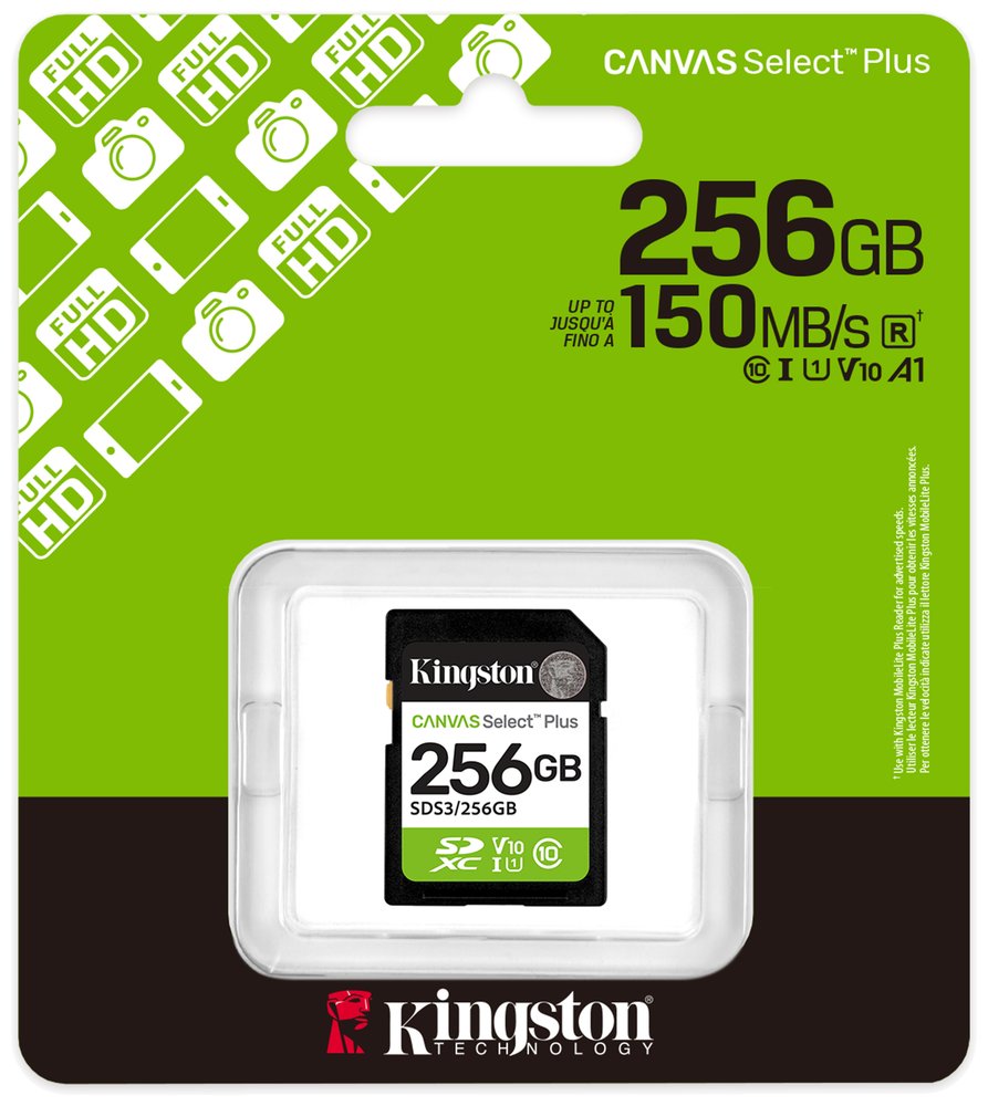 KINGSTON Canvas Select Plus Gen3 256GB SDXC / C10 / UHS-I U1 V10 / up to  150MB/s