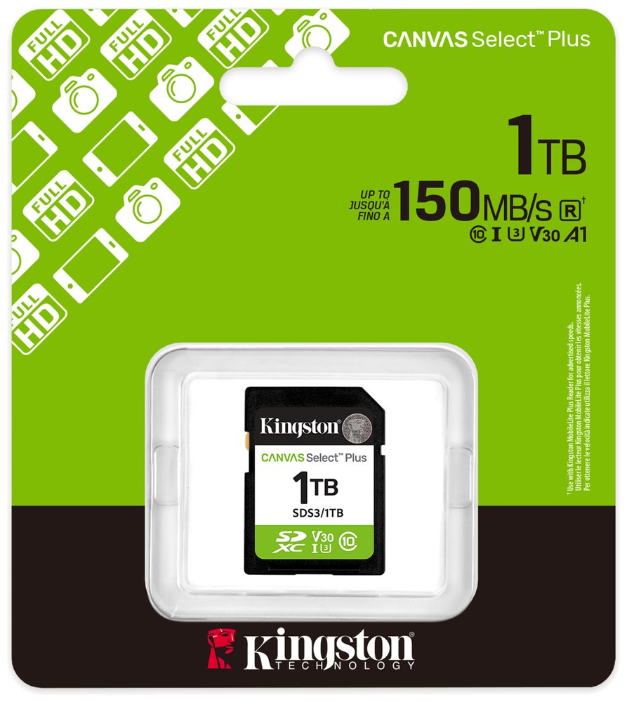 KINGSTON Canvas Select Plus Gen3 1TB SDXC / C10 / UHS-I U3 V30 / up to  150MB/s