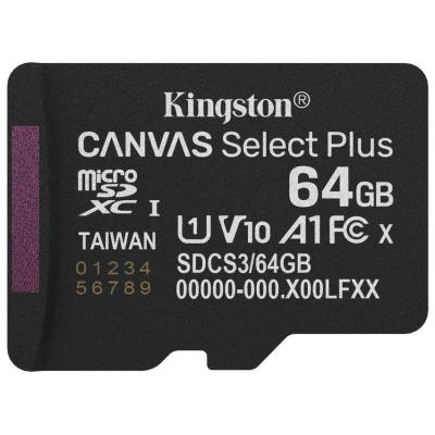 KINGSTON Canvas Select Plus Gen3 64GB microSDXC / A1 / up to  100MB/s  / vč. adaptéru