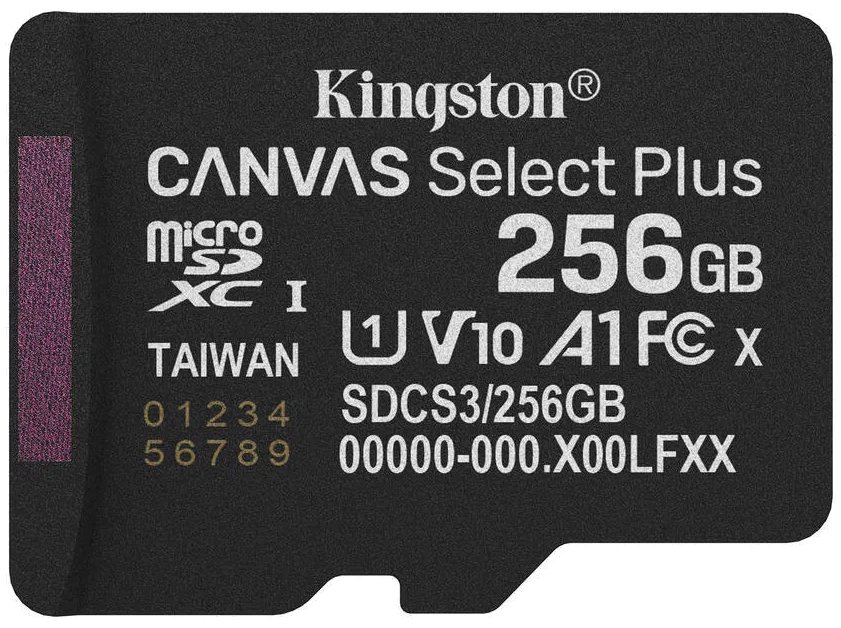 KINGSTON Canvas Select Plus Gen3 256GB microSDXC / A1 / up to  150MB/s  / vč. adaptéru
