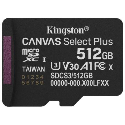 KINGSTON Canvas Select Plus Gen3 512GB microSDXC / A1 / up to  150MB/s  / vč. adaptéru