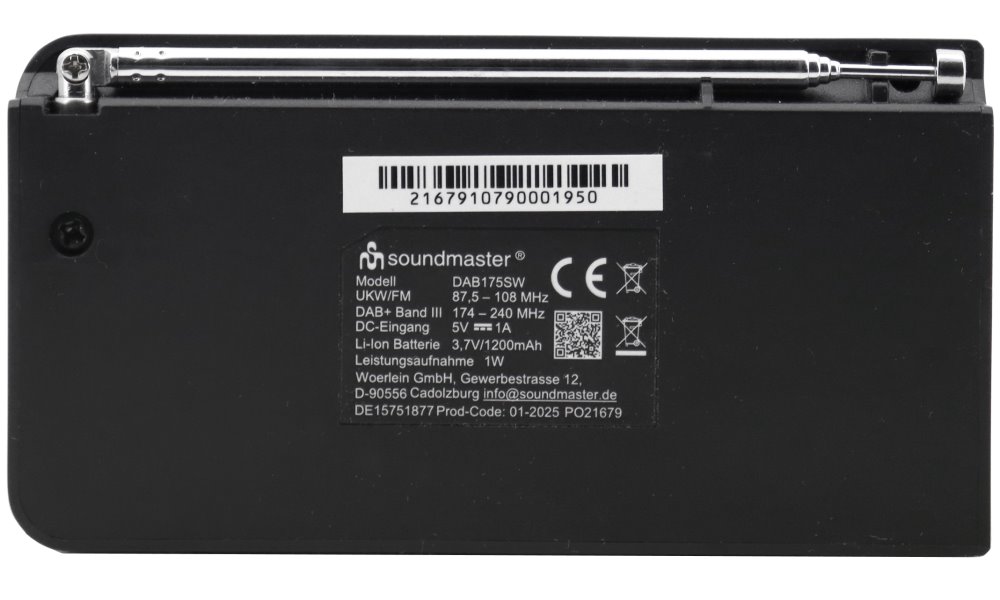 Soundmaster DAB175SW rádio/ DAB+/ FM/ LCD/ Budík/ Hodiny/ Černé