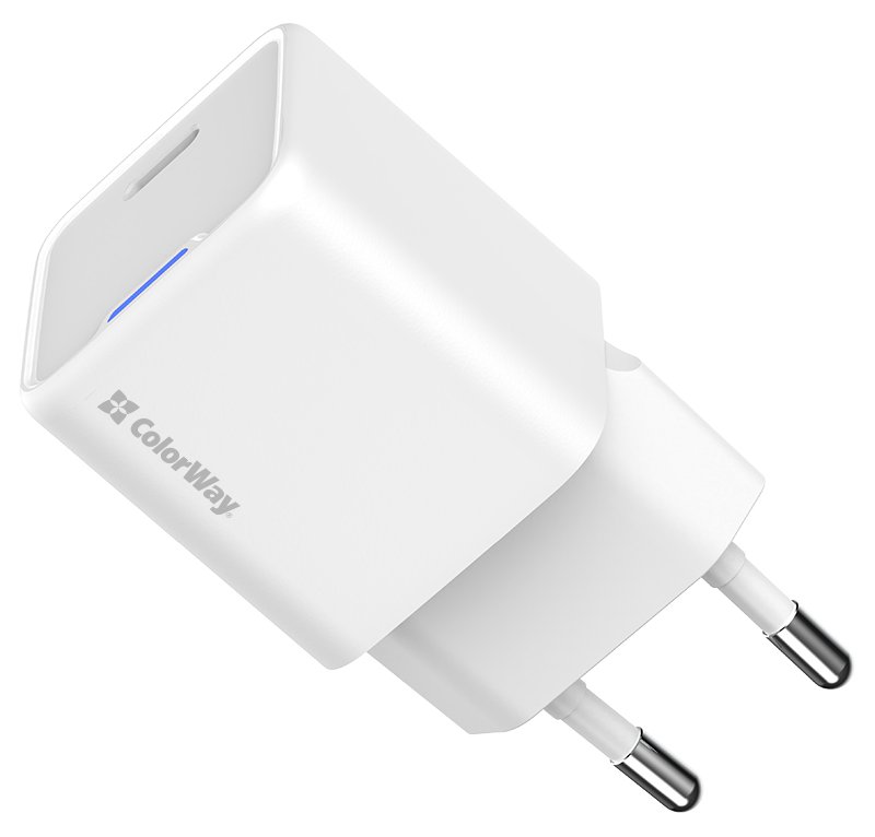 COLORWAY 1x USB-C/ síťová nabíječka/ GaN/ PD/ PPS/ 20W/ Bílá