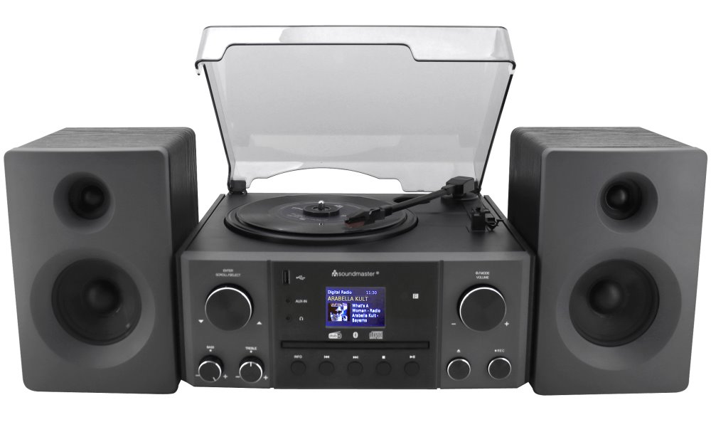 Soundmaster Elite line MCD1950SW/ Gramofon/ CD/ BT/ DAB+/ MP3/ 2x10W/ černý