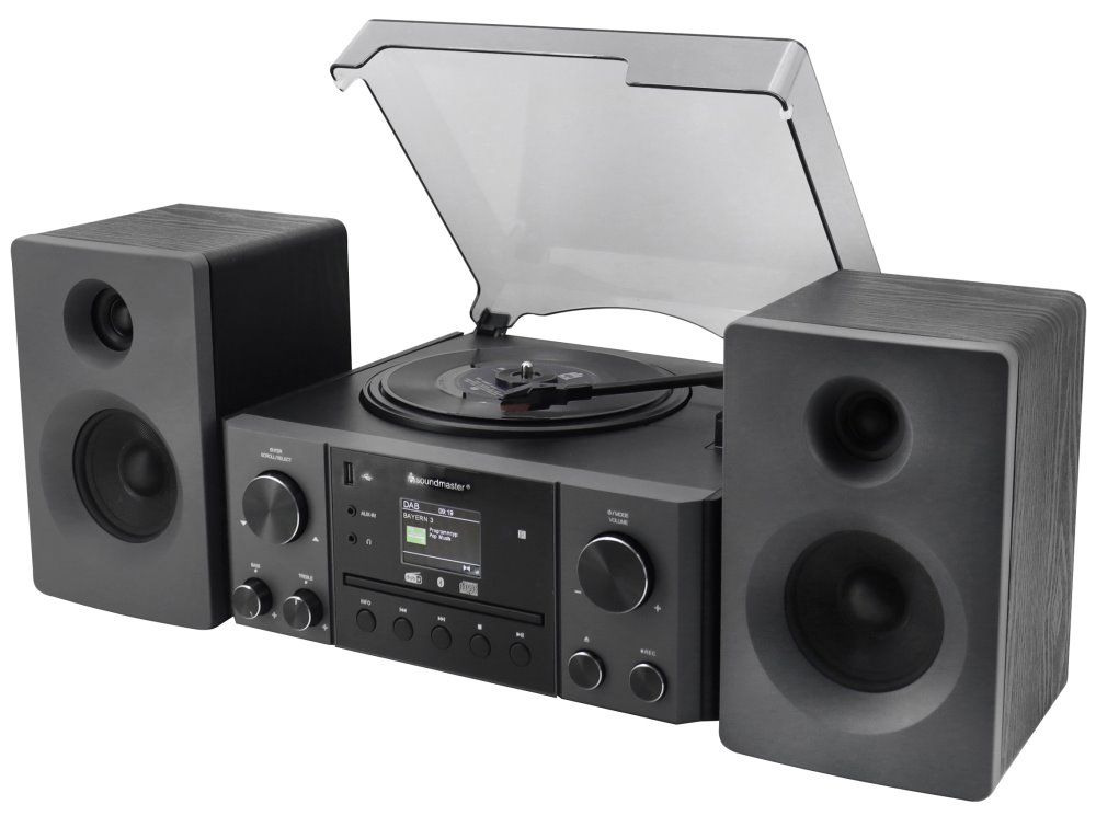 Soundmaster Elite line MCD1950SW/ Gramofon/ CD/ BT/ DAB+/ MP3/ 2x10W/ černý
