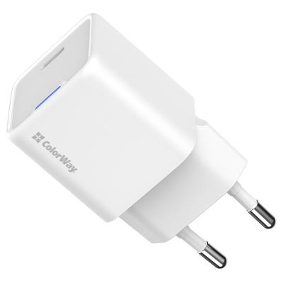 COLORWAY 1x USB-C/ síťová nabíječka/ GaN/ PD/ PPS/ 20W/ Bílá