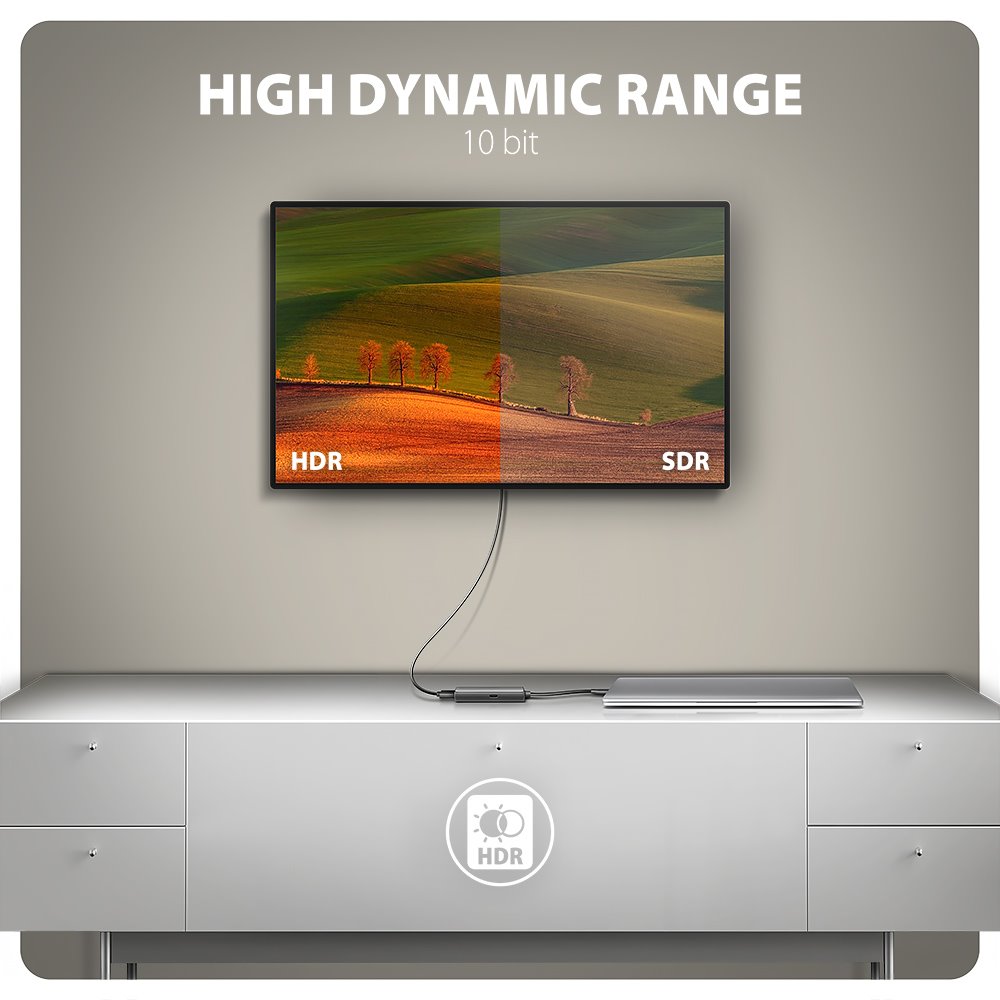 AXAGON adaptér USB-C na HDMI / RVC-HI8KPD / 8K/60Hz, 4K/144Hz / HDCP 2.3 / PD 100W / 0,16m / černý