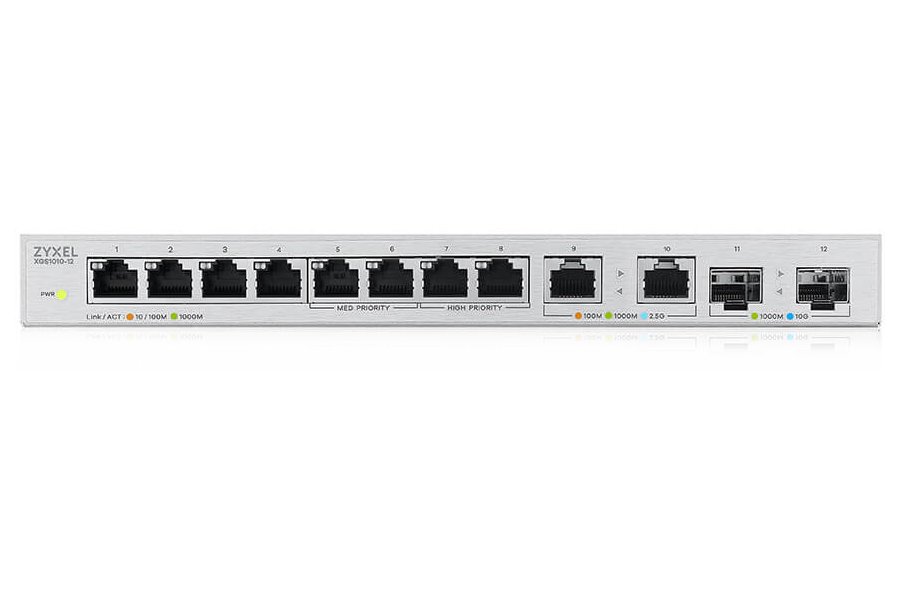 Zyxel XGS1010-12 v2, 12-Port Gigabit Unmanaged Switch with 8-Port 1G + 2-Port 2.5G + 2-Port SFP+