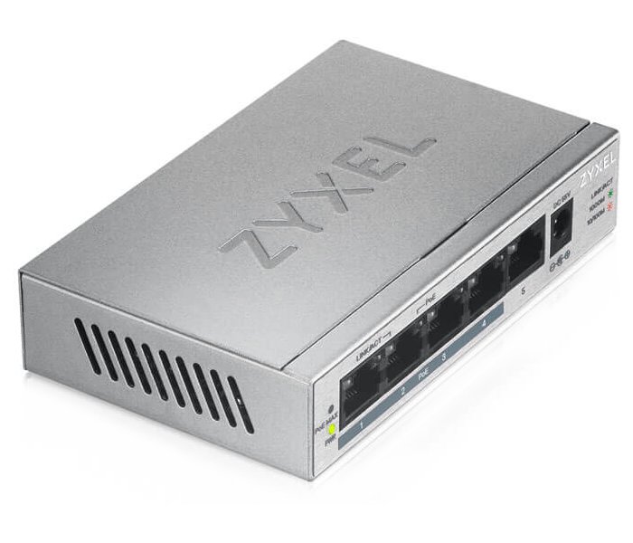 Zyxel GS1005-HP, 5 Port Gigabit PoE+ unmanaged desktop Switch, 4 x PoE, 60 Watt