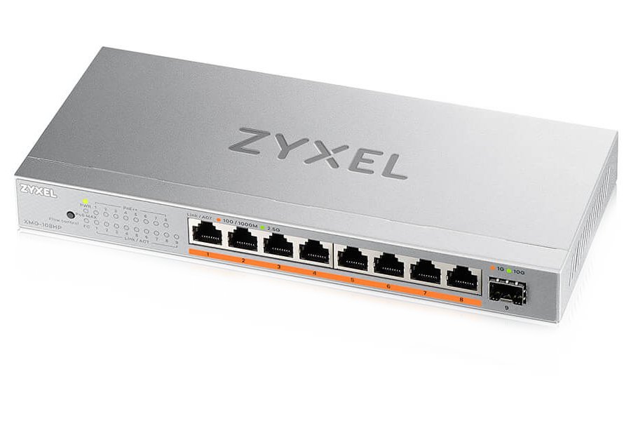 Zyxel XMG-108HP 8 Ports 2,5G + 1 SFP+, 8 ports 100W total PoE++ Desktop MultiGig unmanaged Switch