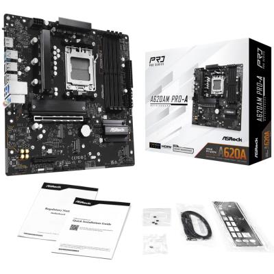 ASRock A620AM Pro-A / AMD A620A / AM5 / 4x DDR5 DIMM / 3x M.2 / HDMI / USB-C / mATX
