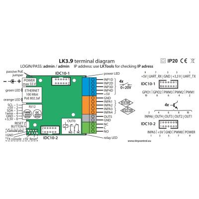 TINYCONTROL LAN ovladač s relé v3.9
