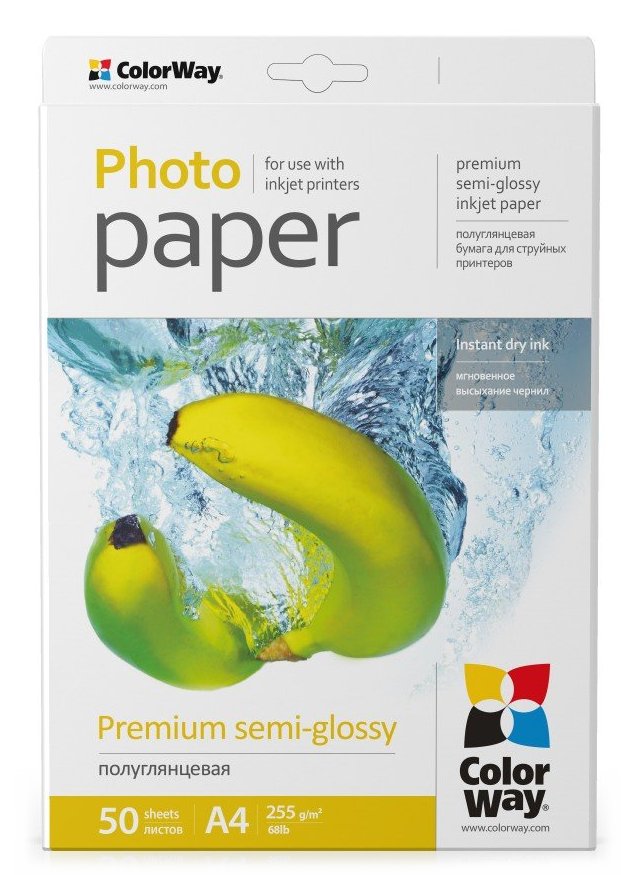 COLORWAY fotopapír/ premium semi-glossy 255g/m2, A4/ 50 kusů